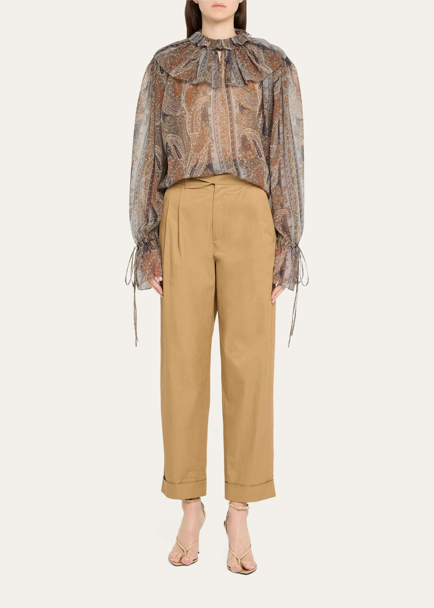Paisley Button Down Sheer Blouse - 2