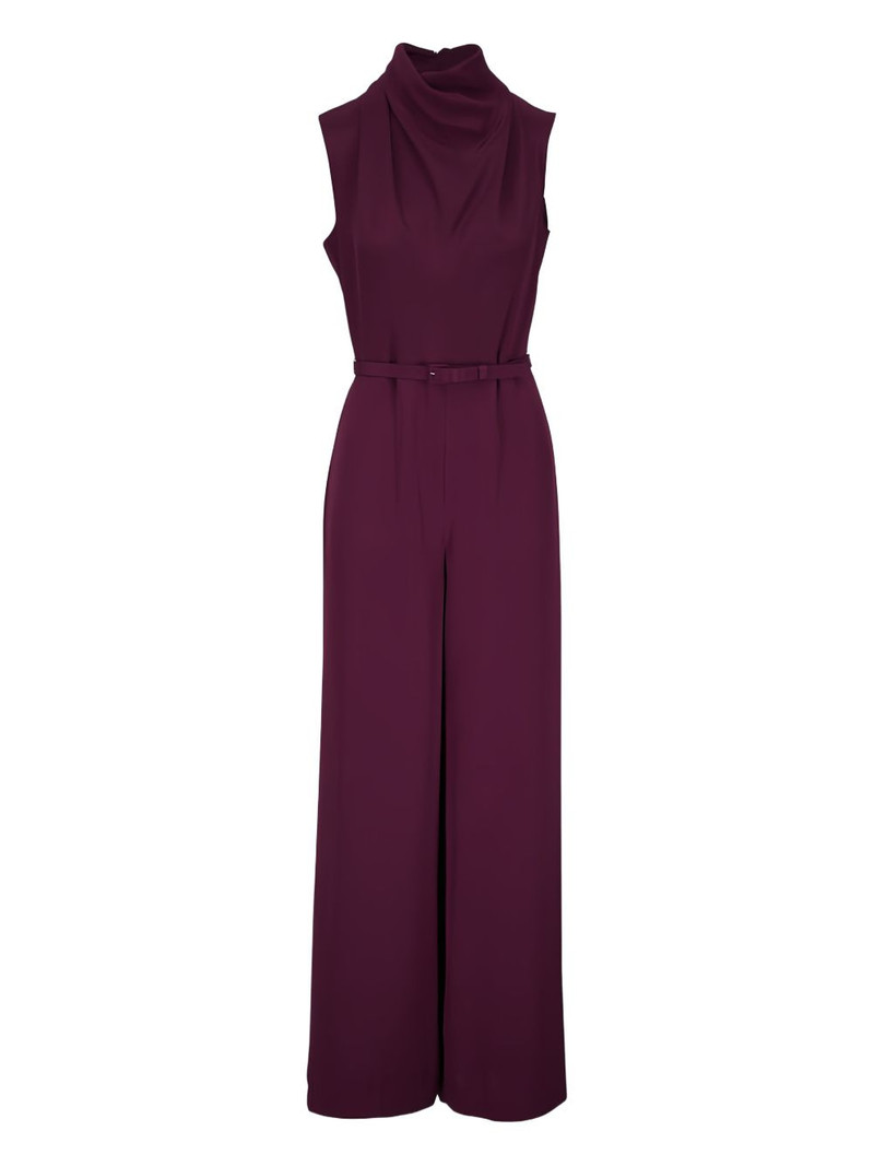 cowl-neck belted jumpsuit 1