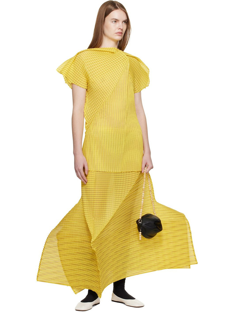 ISSEY MIYAKE Yellow Generic Stripes Machine Pleats Blouse outlook