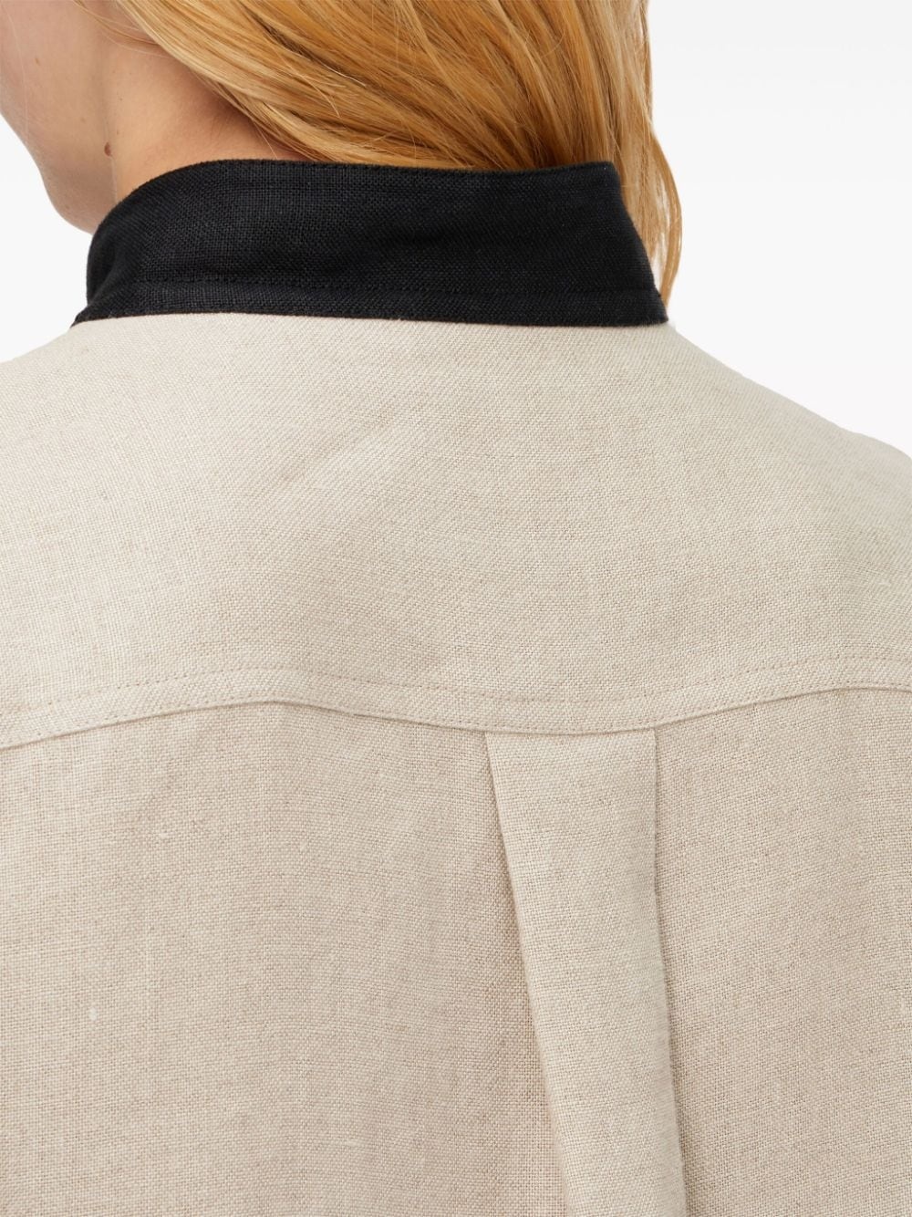 logo-embroidered linen shirt - 6