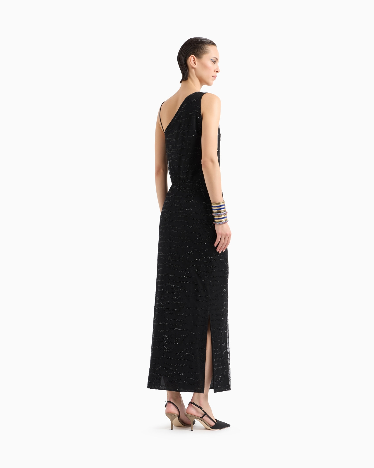 SILK LONG DRESS WITH RHINESTONE EMBROIDERY - 3