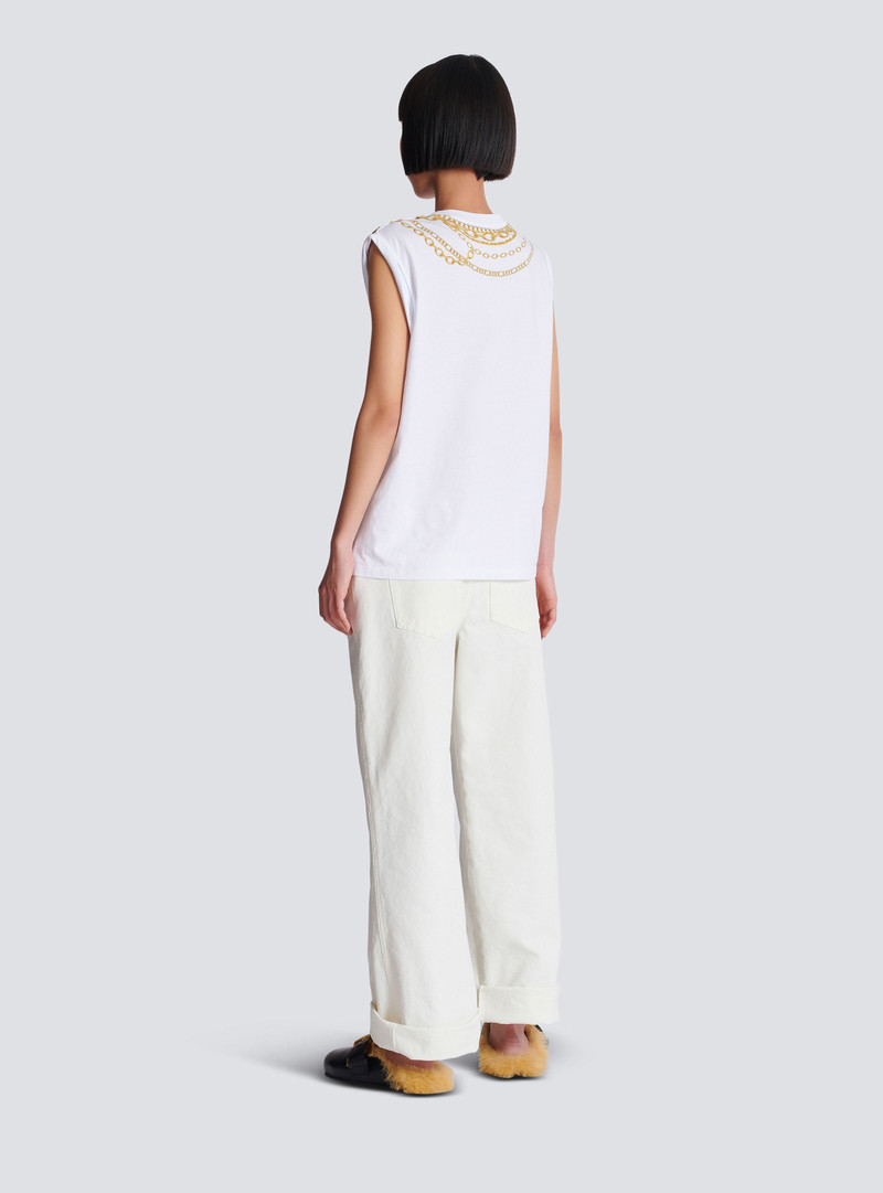 Trompe-l'œil-style Collier print vest top 4