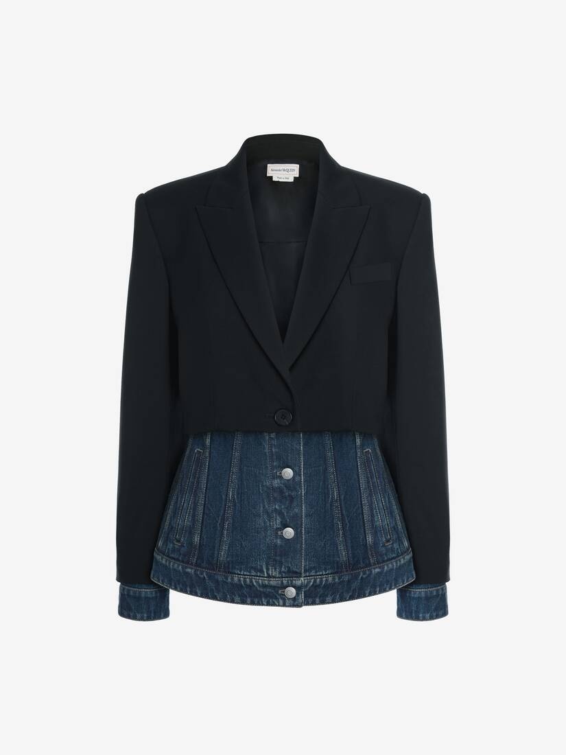 Hybrid Denim Jacket in Black - 1