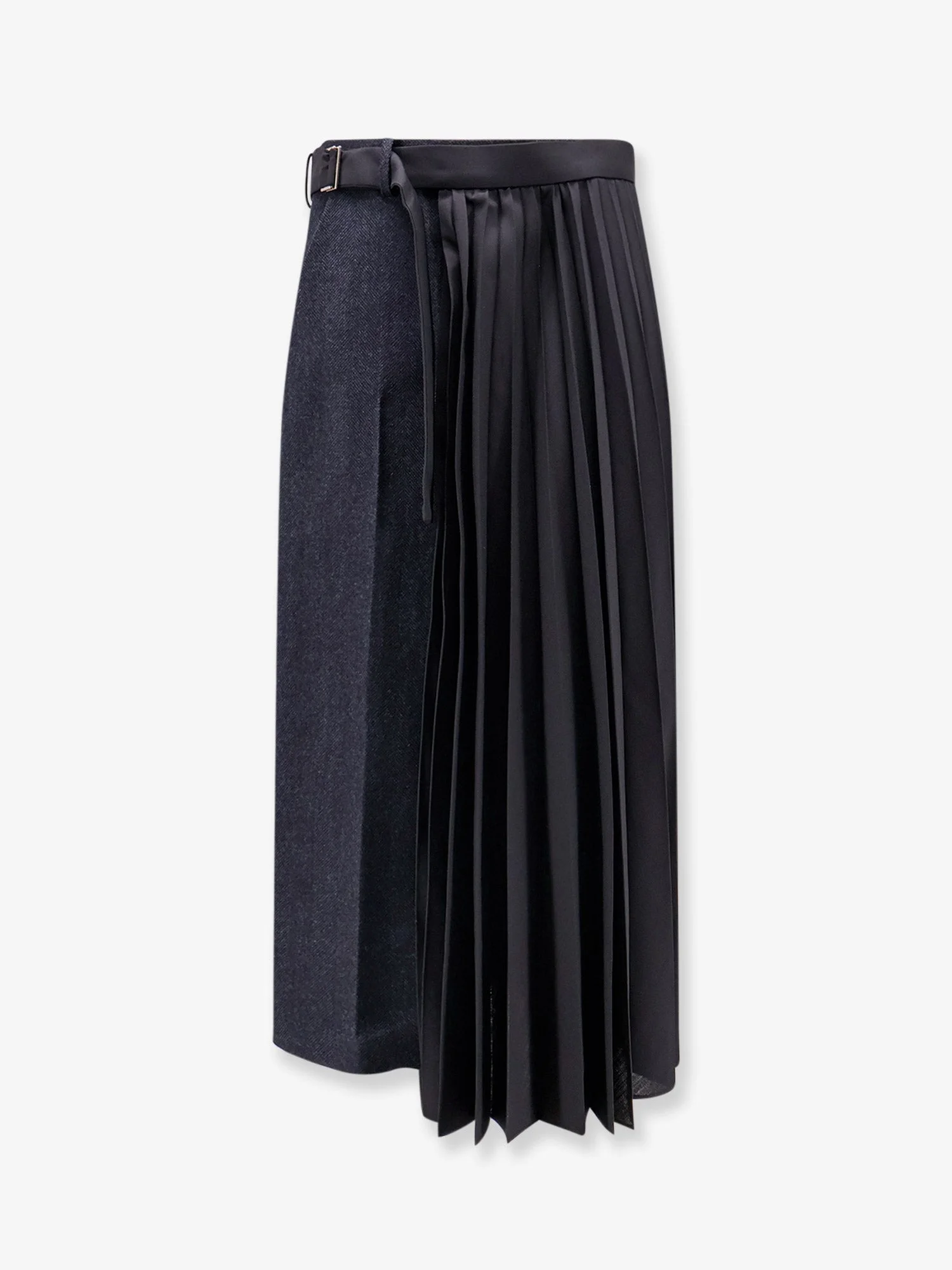 Wool Skirt With Pleated Insert - 1