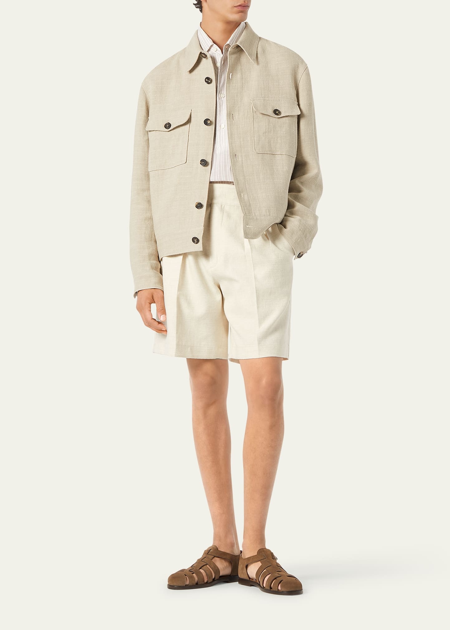 Men's Raffaele Cotton and Linen Stripe Sport Shirt - 2