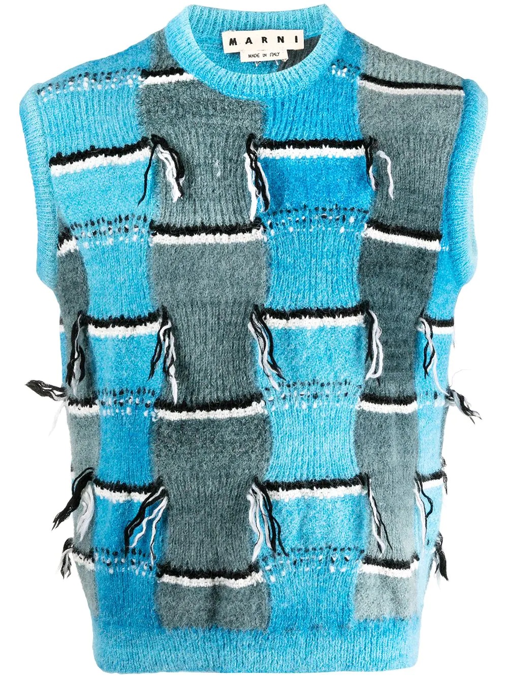 distressed knitted vest - 1