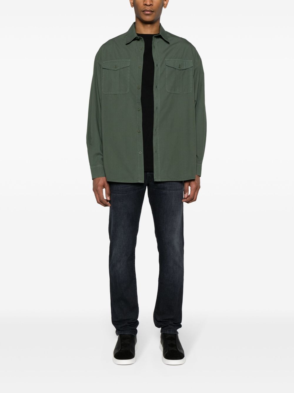 logo-patch organic cotton shirt - 2