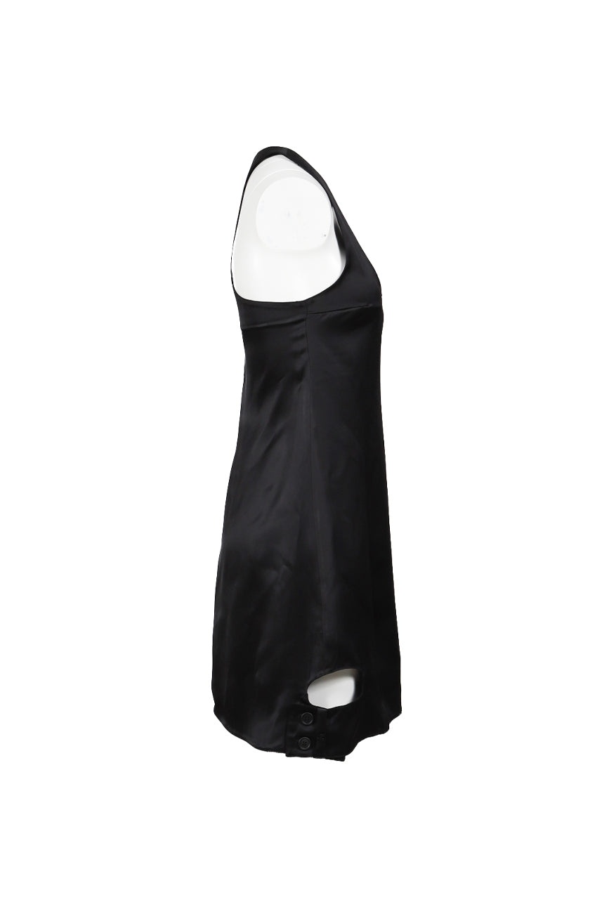 DOUBLE BUCKLE SATIN DRESS / BLK - 4