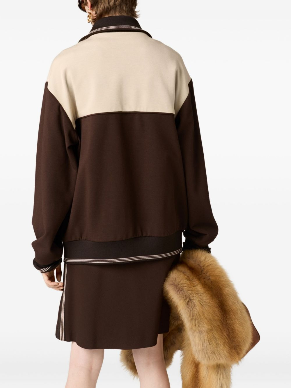 knitted-cuffs zip-front sweatshirt - 3