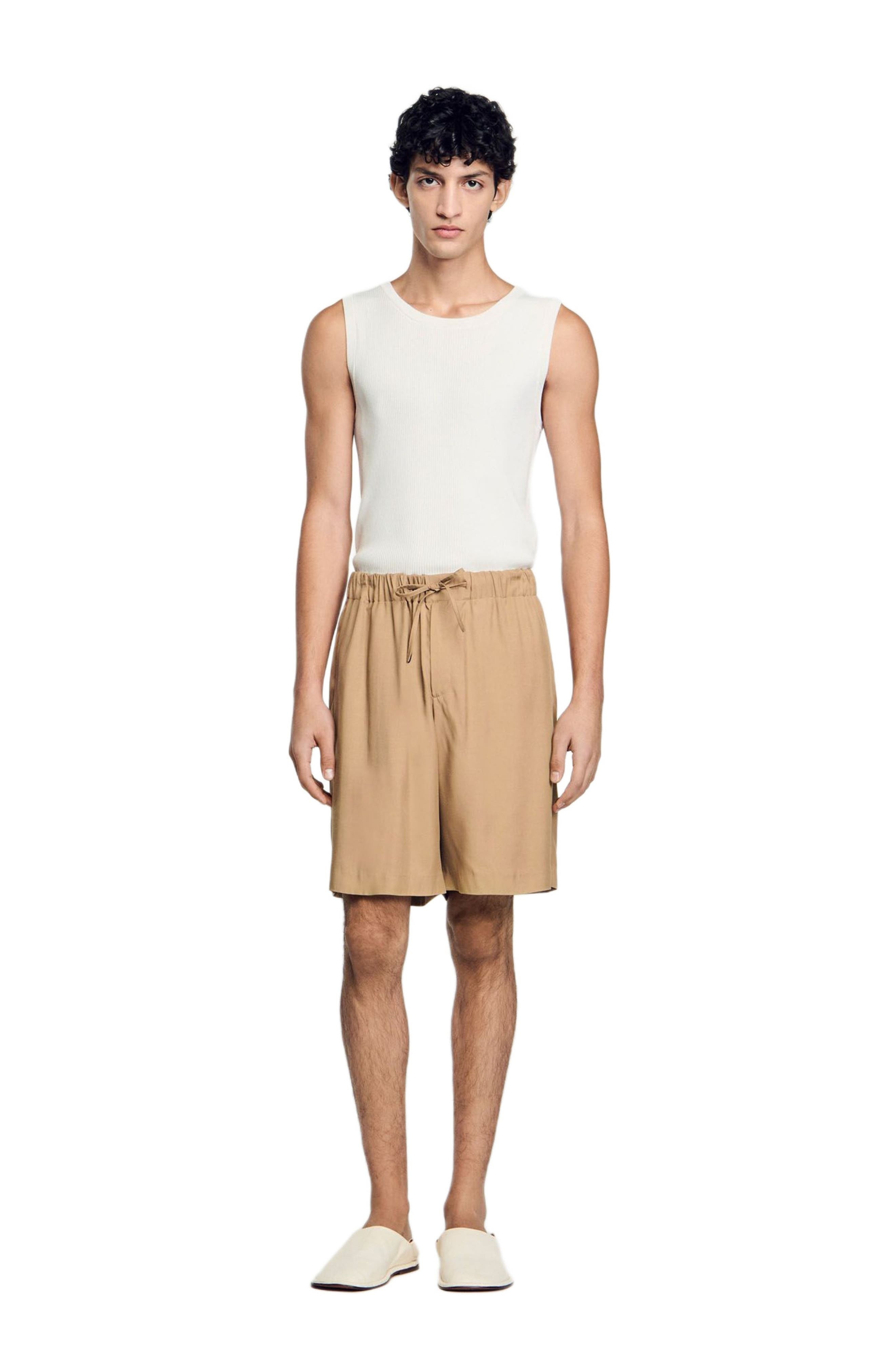 SANDRO Floaty Bermuda shorts in Nut at Nordstrom - 6