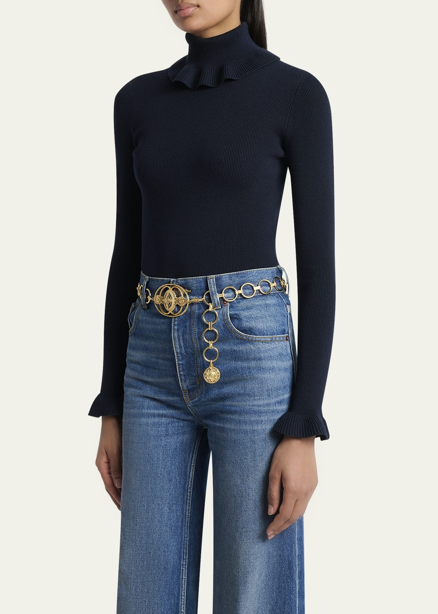 Ruffle Frill Rib Knit Sweater - 4