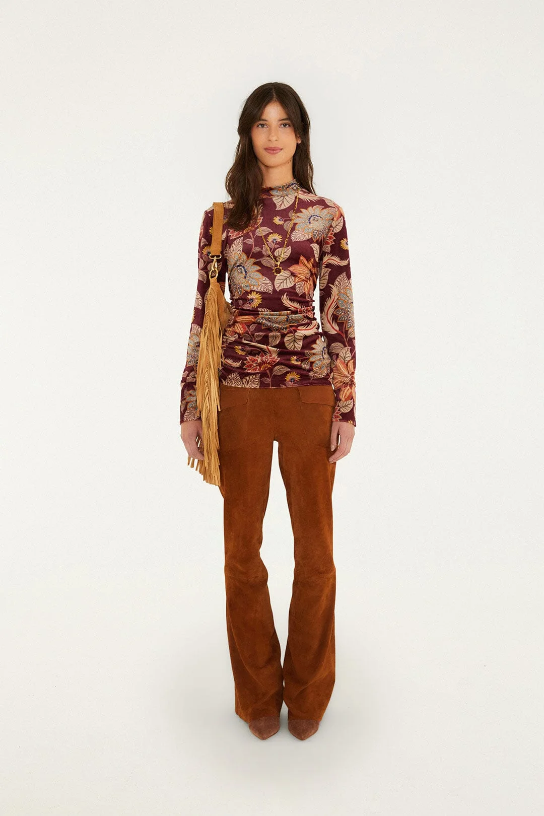 Delhi Floral Velvet Jersey Blouse - 1