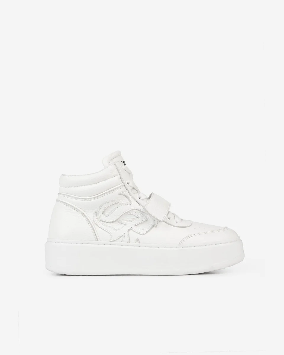 WHITE LEATHER HIGH TOP SNEAKERS - 1