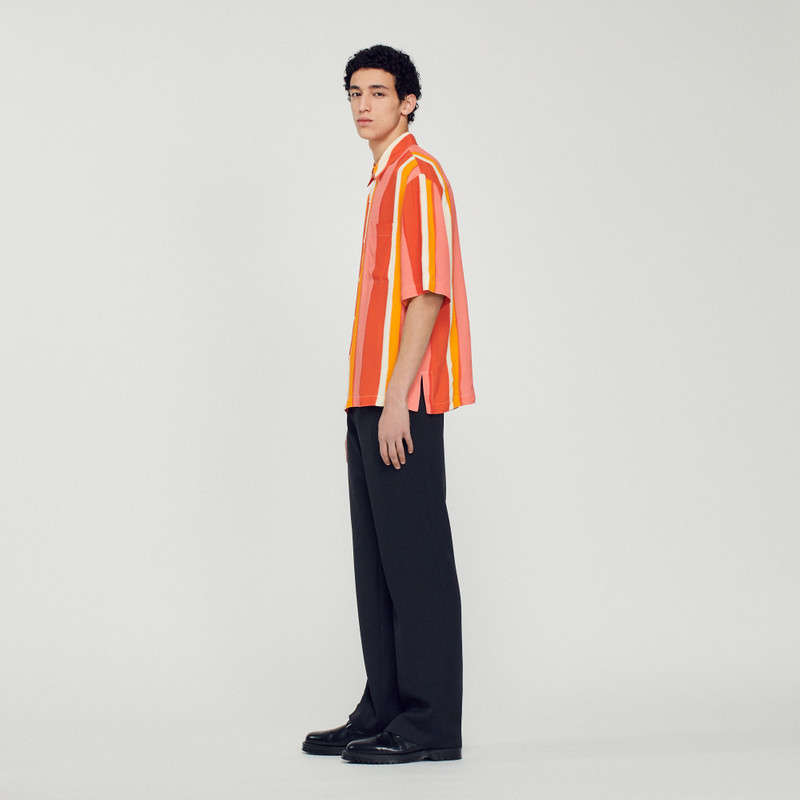 Flowing striped short-sleeved shirt 7