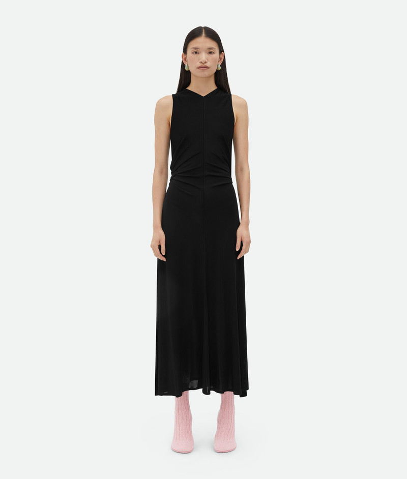 Viscose Jersey Long Dress With Knot Ring - 1