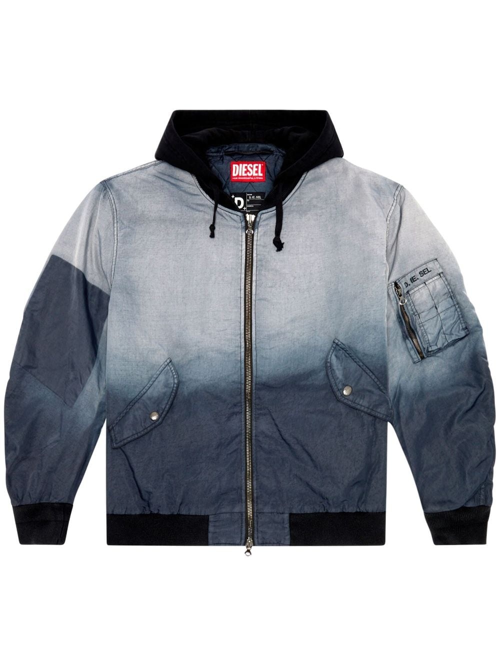 ombré-effect hooded bomber jacket - 1