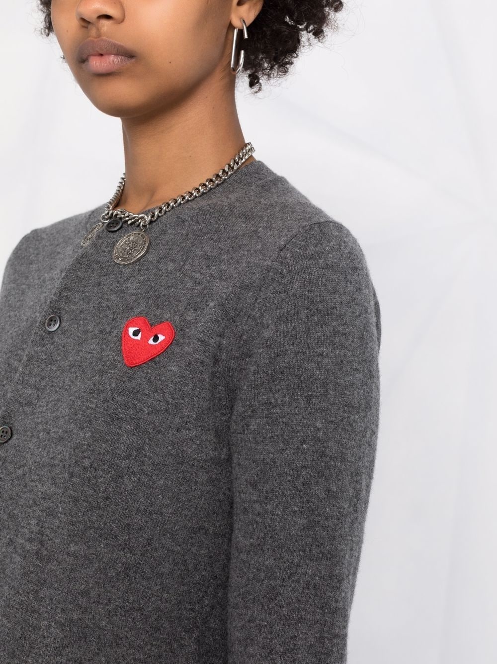 logo-patch knitted wool cardigan - 3
