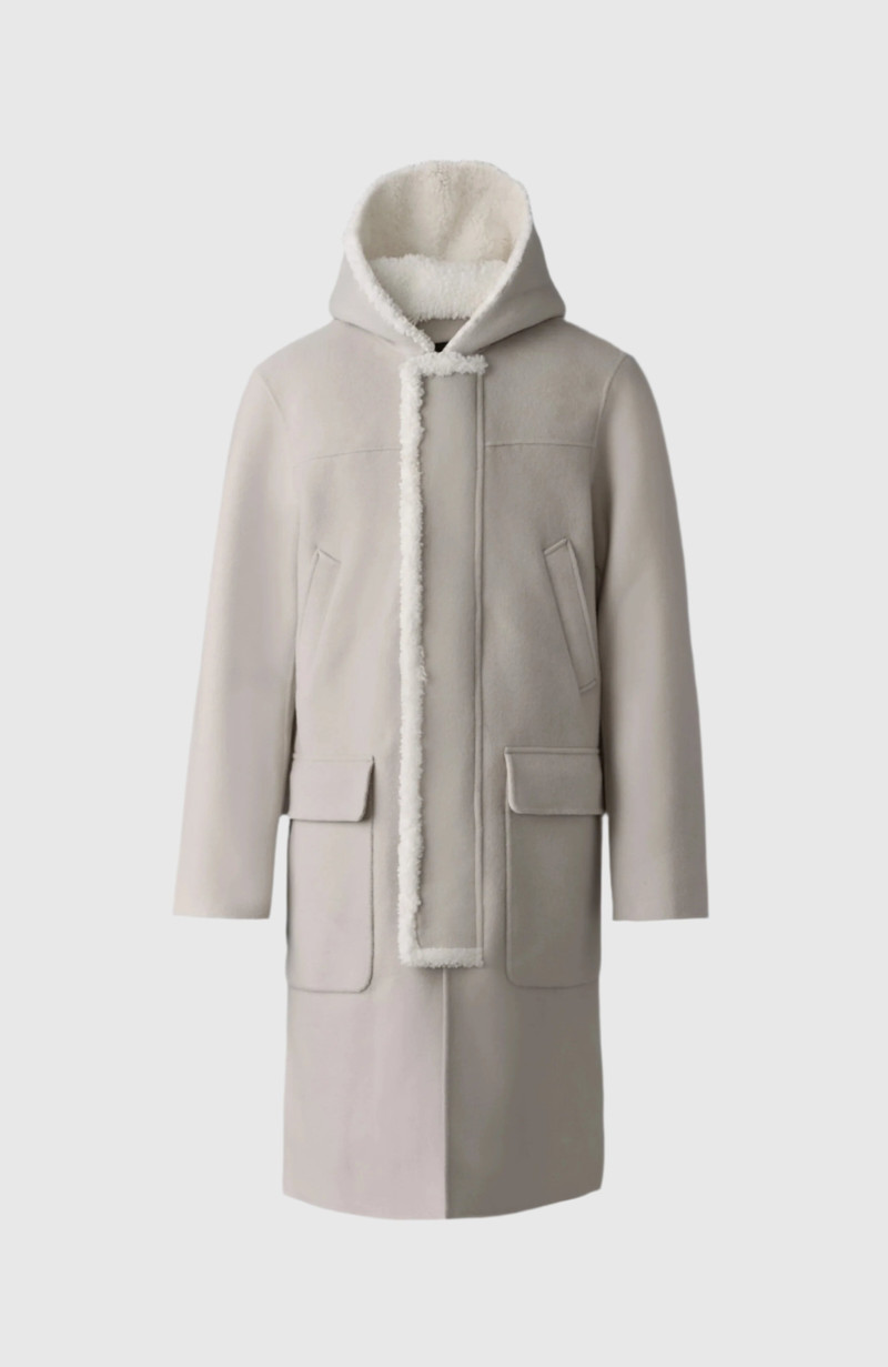 ABRAHAM Heavy double face wool long hooded coat 1