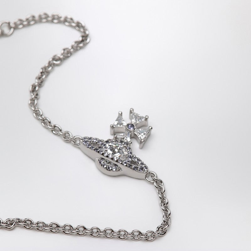 Vivienne Westwood Platinum Orb Logo Bracelet With Crystals Women - 2