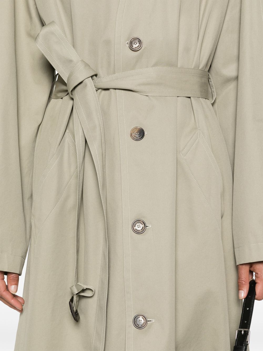 V-neck belted cotton trench coat - 5