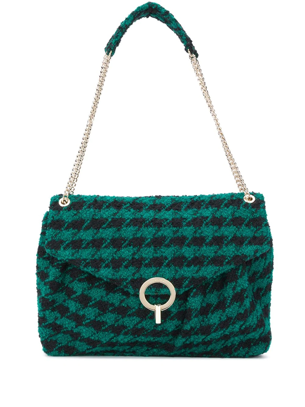 houndstooth chain-strap shoulder bag - 1