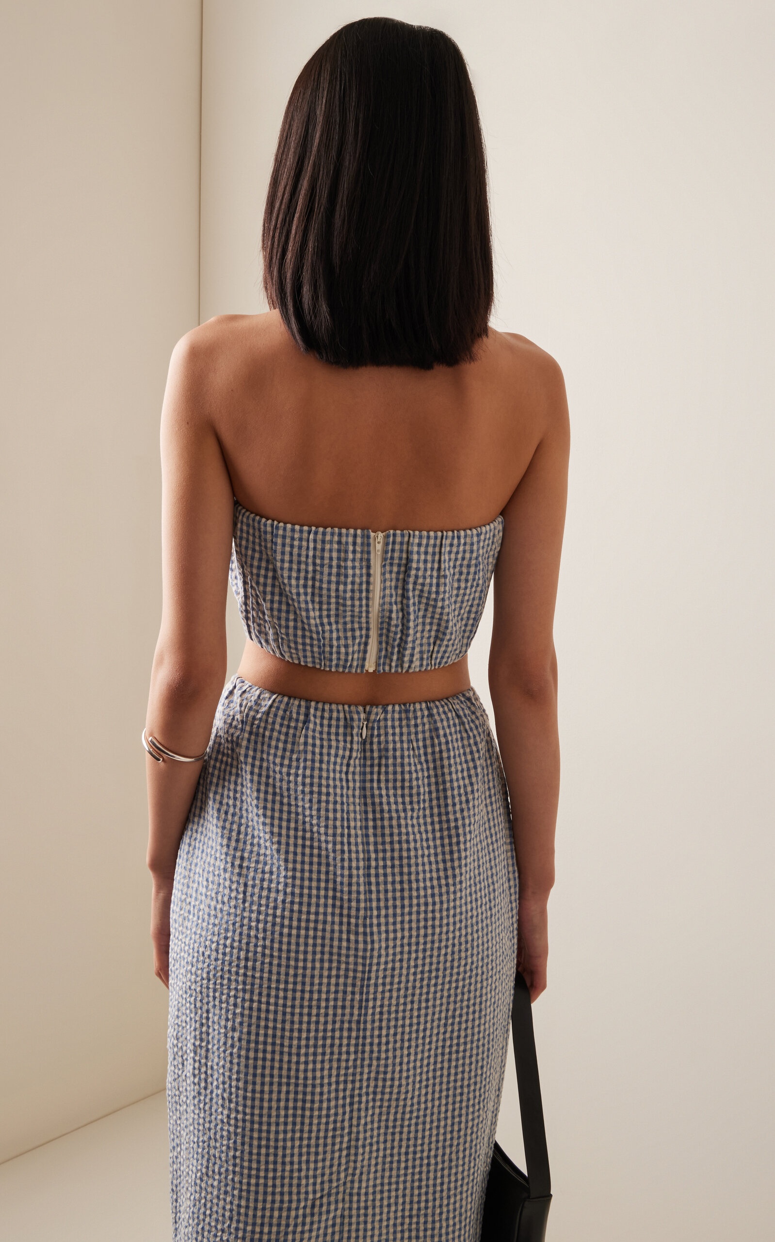 Mira Gingham Cotton Crop Top blue - 4