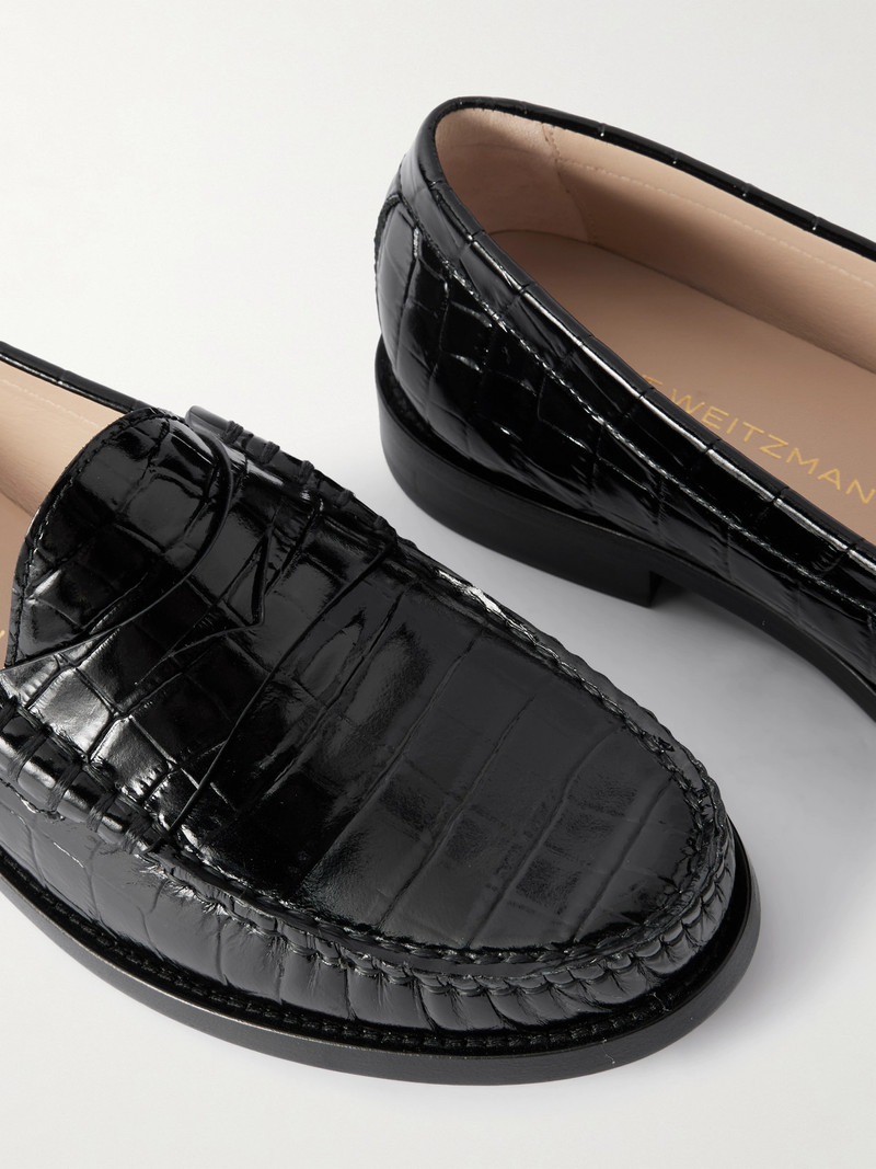 Lottie Croc-effect Polished-leather Loafers 4