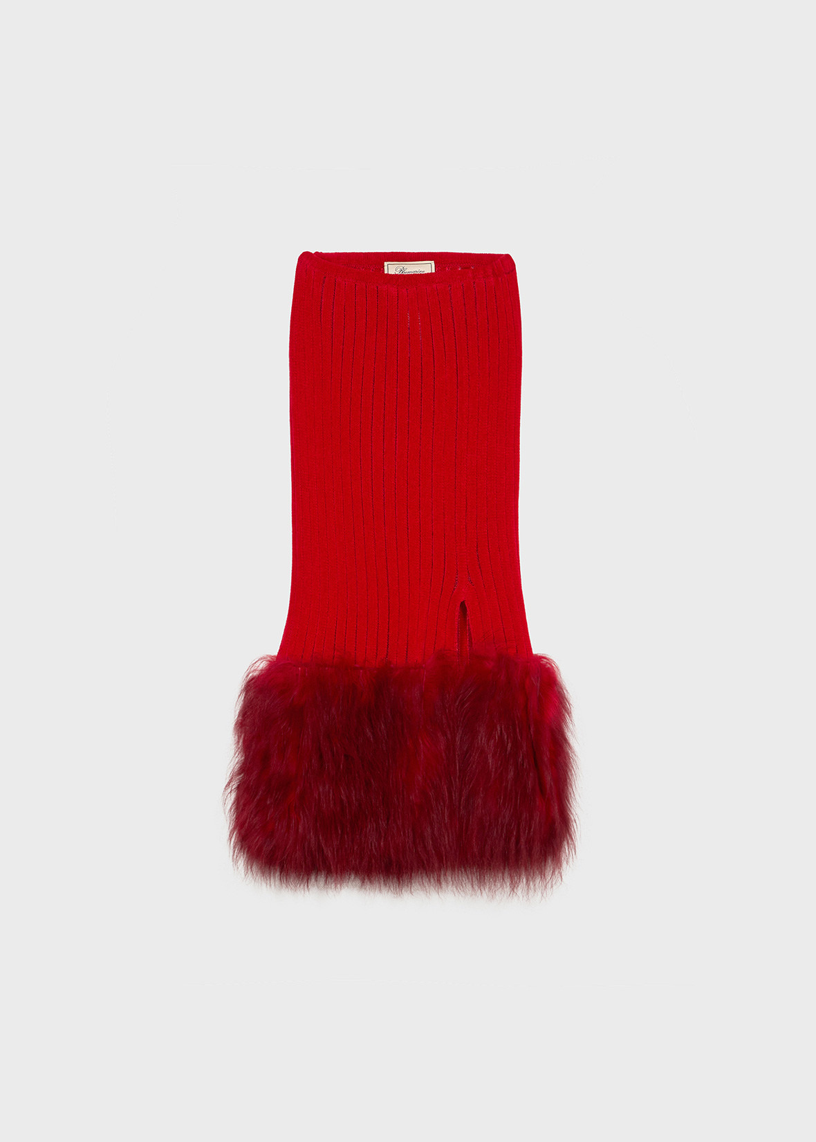 KNIT MIDI SKIRT WITH FUR - 1