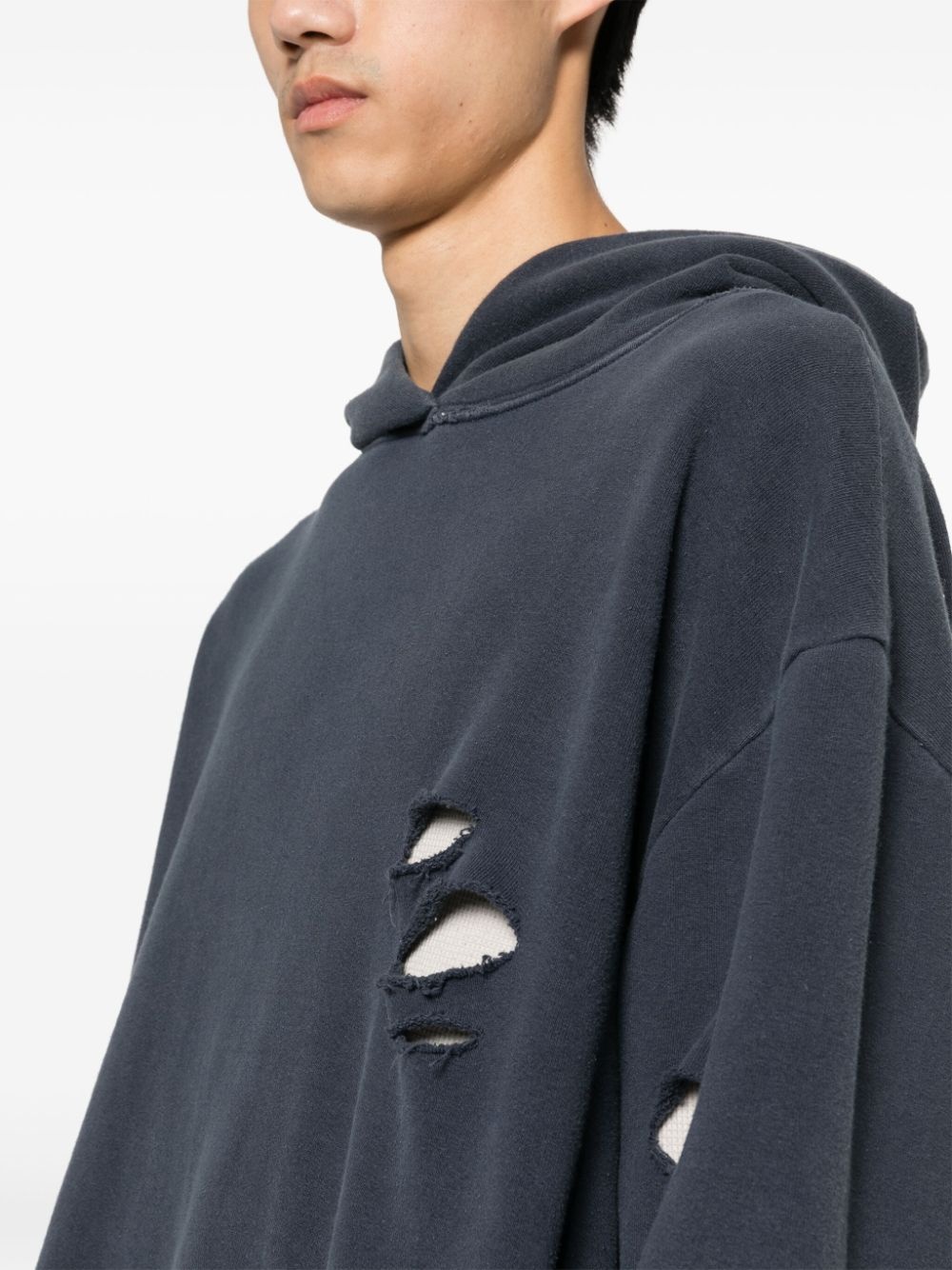 layered distressed cotton hoodie - 5