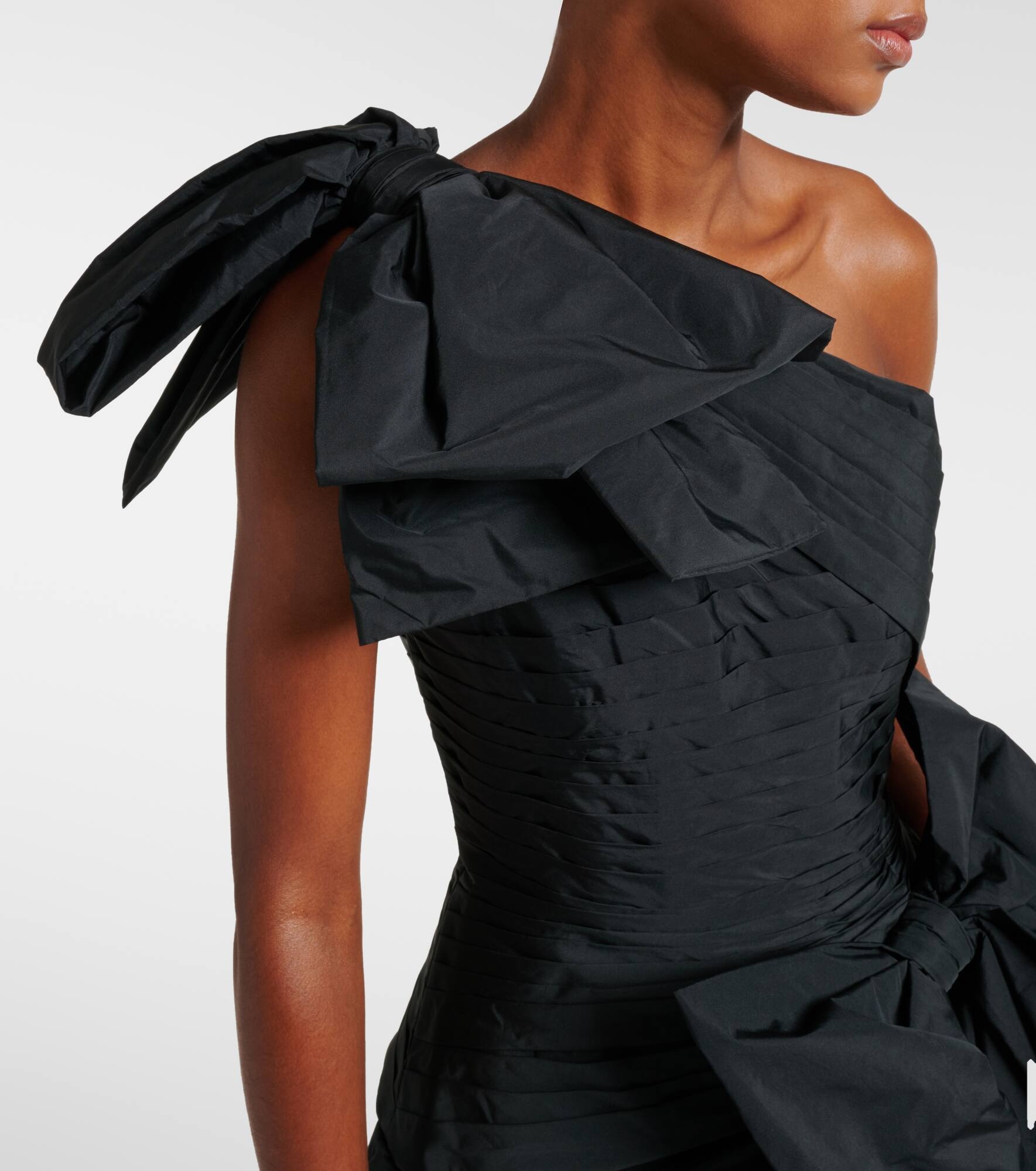 Bow-detail one-shoulder taffeta gown - 4