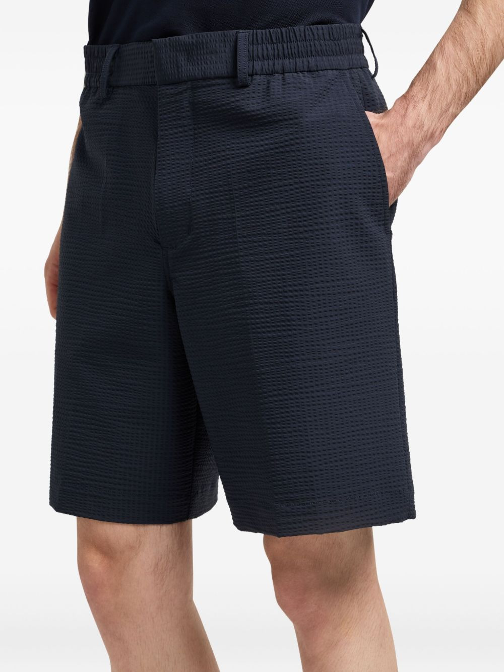 seersucker elastic-waist shorts - 5
