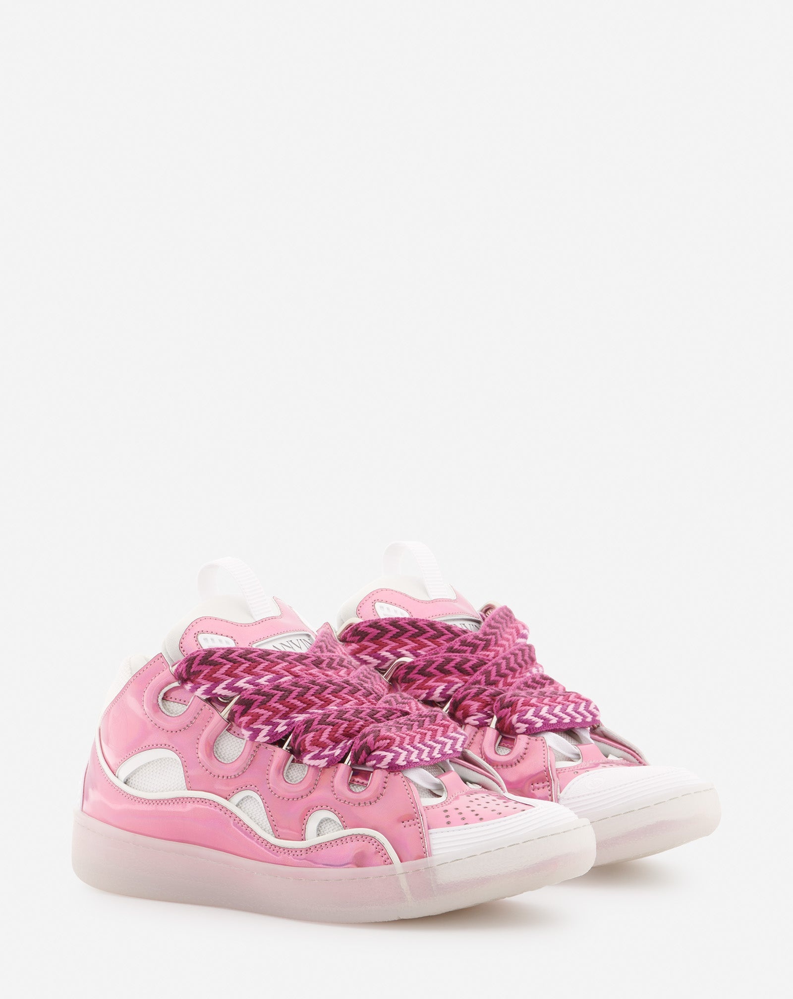 METALLIC LEATHER CURB SNEAKERS - 2
