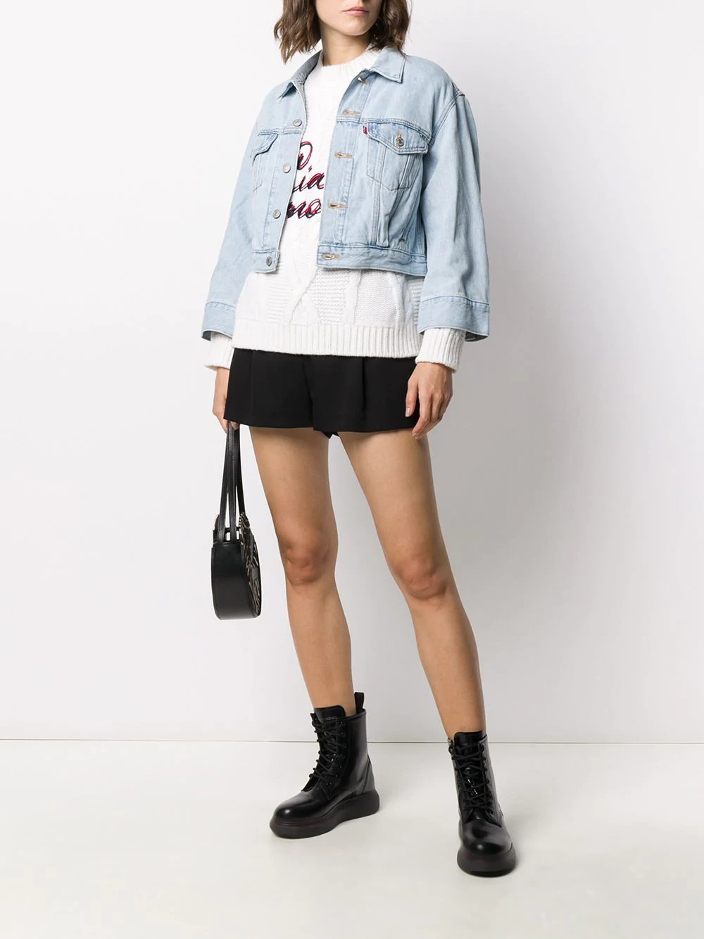 cropped button-up denim jacket - 2