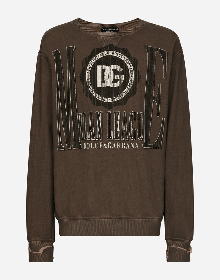Washed cotton jersey sweatshirt with DG print - 1