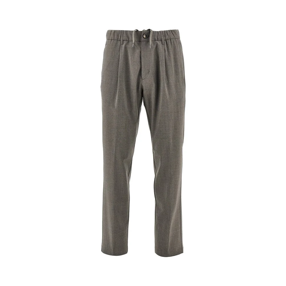 STRETCH LIHT WOOL PANTS WITH DRAWSTRING - 1