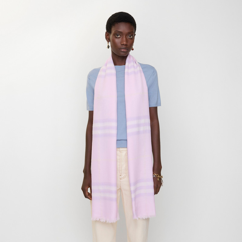 Wide Check Wool Scarf 3
