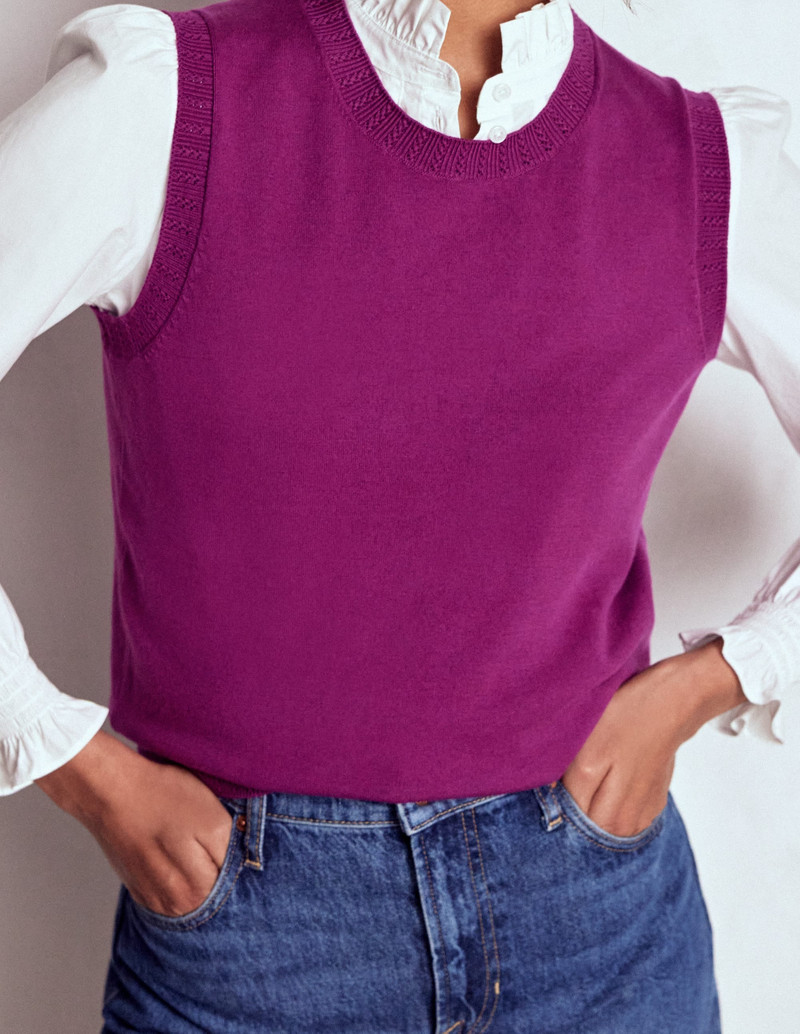 Emilia Cotton Crew Neck Vest-Regal Purple 1