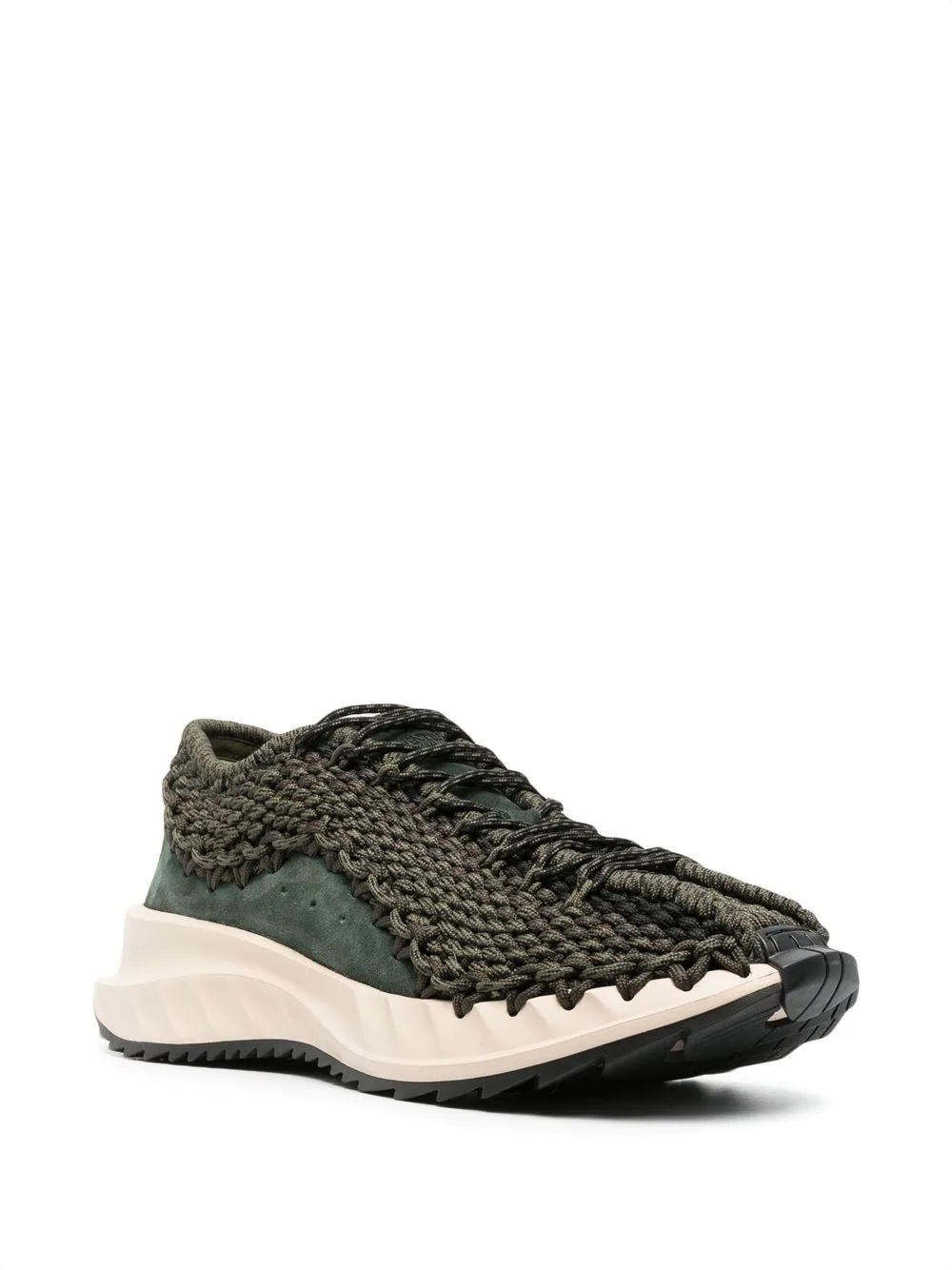 crochet-design lace-up sneakers - 2