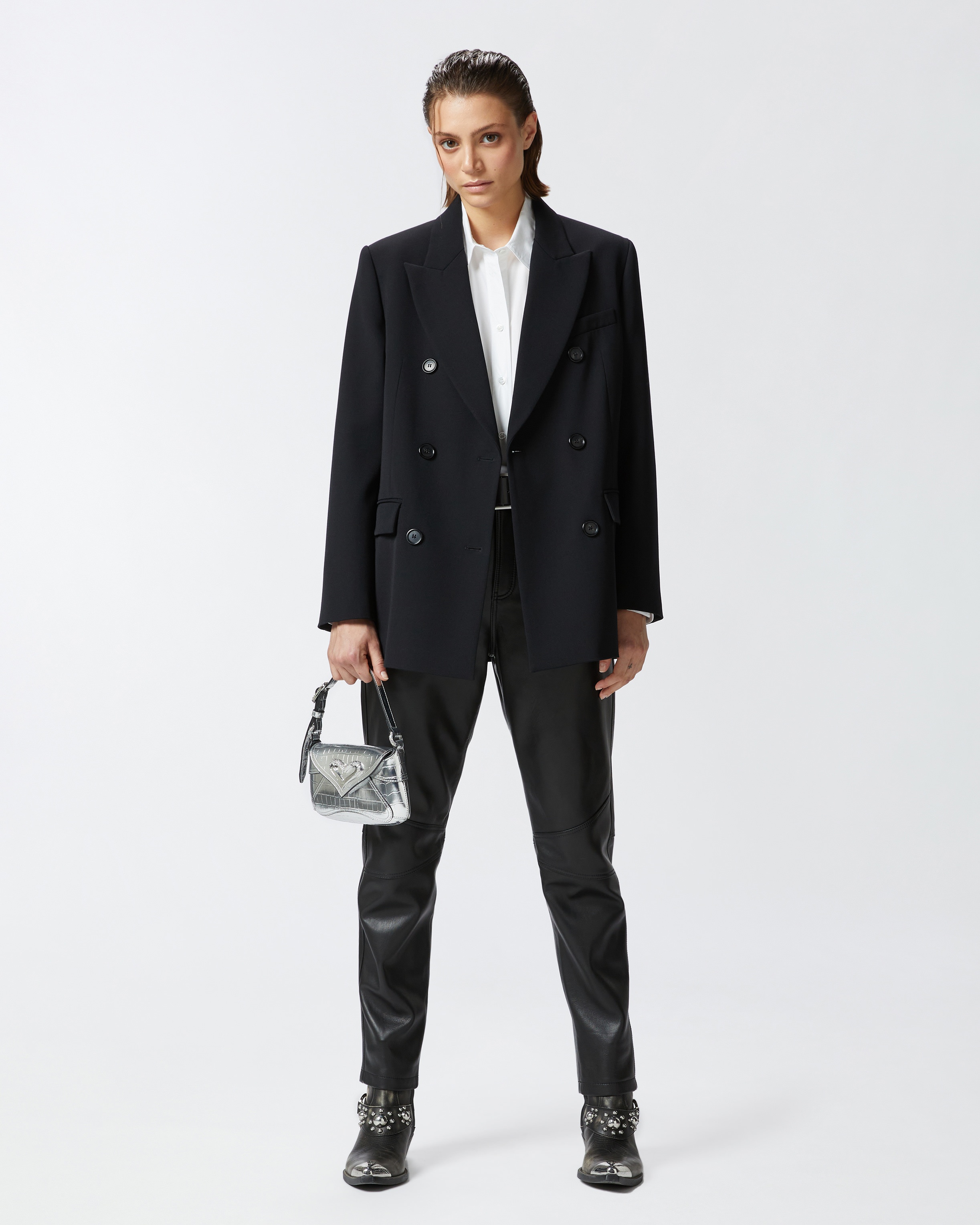 OVERSIZED DOUBLE-BREASTED WOOL-BLEND TWILL BLAZER - 3