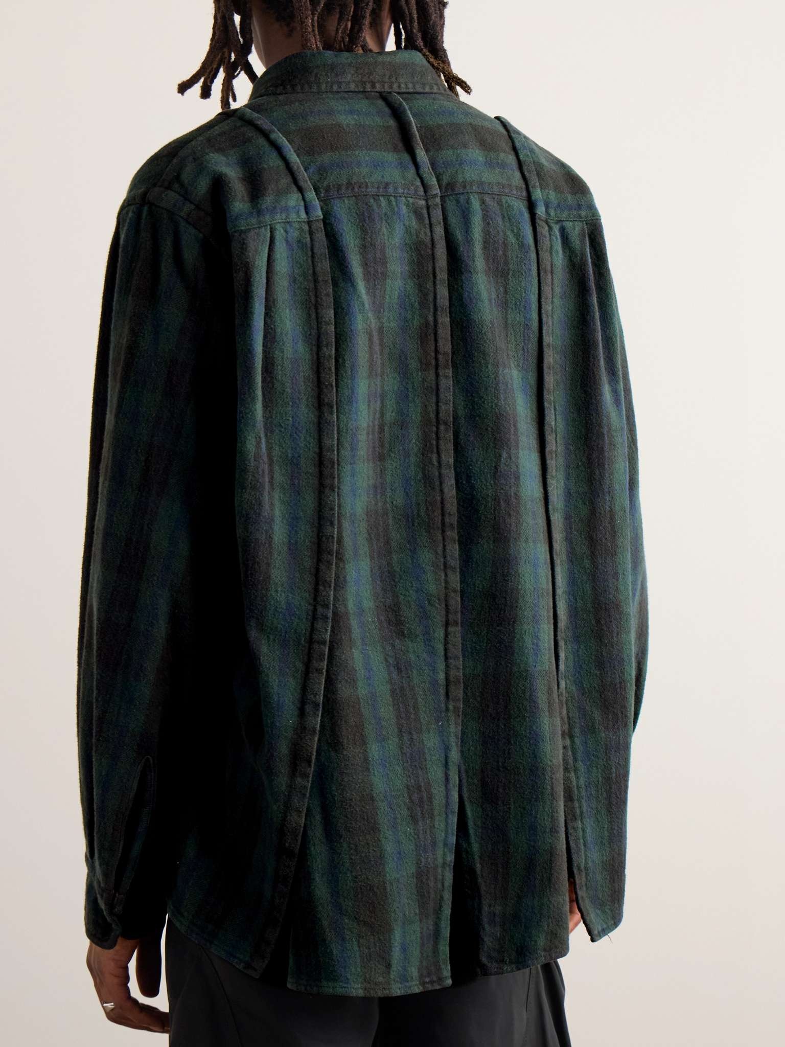 Panelled Checked Cotton-Flannel Shirt - 3