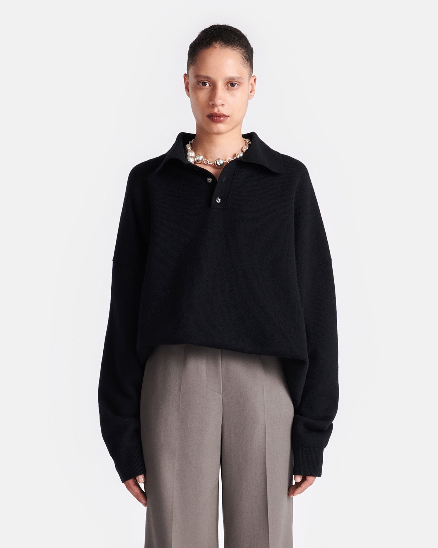 Plush Cashmere Polo-Neck Sweater - 2