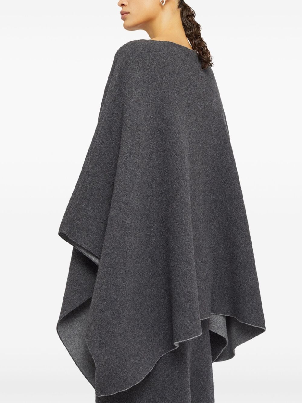boat-neck wool-blend cape - 4