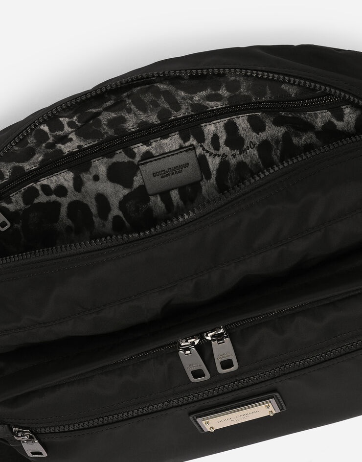 Nylon and calfskin nappa Nero Sicilia DNA bag - 9