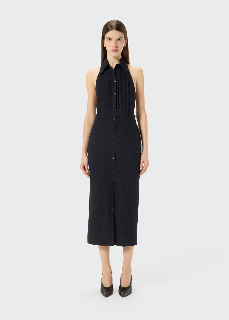 Blumarine POPLIN MIDI DRESS WITH PLEATING AND BUTTONS outlook