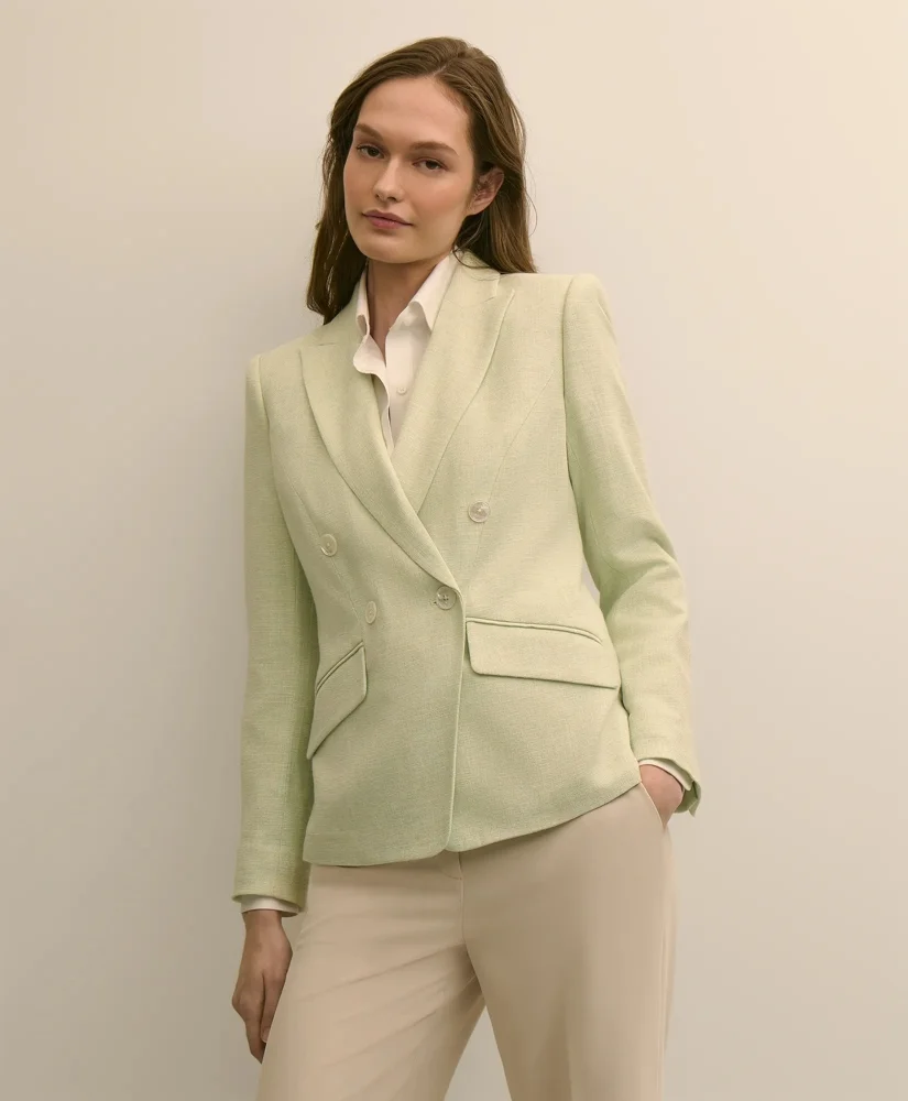 Viscose Melange Tweed Double-Breasted Jacket - 1