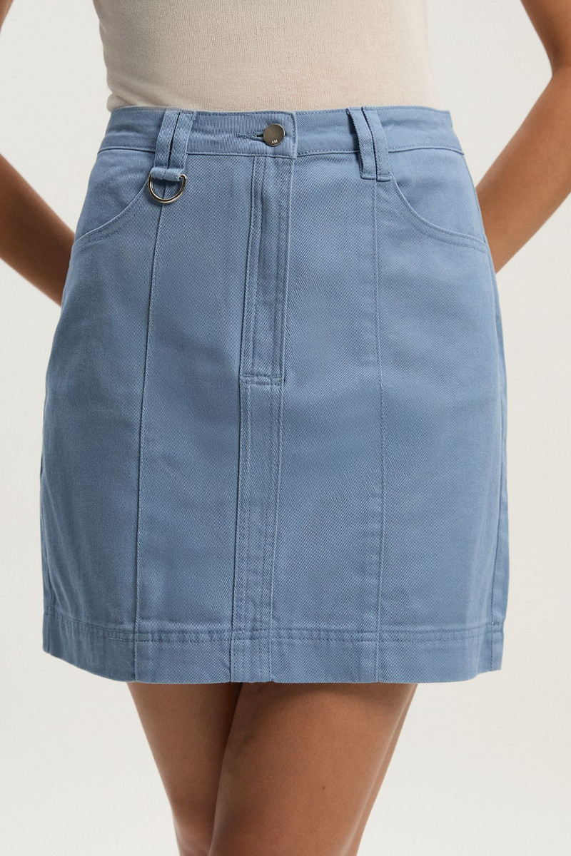 Denim Seamed Mini Skirt 3