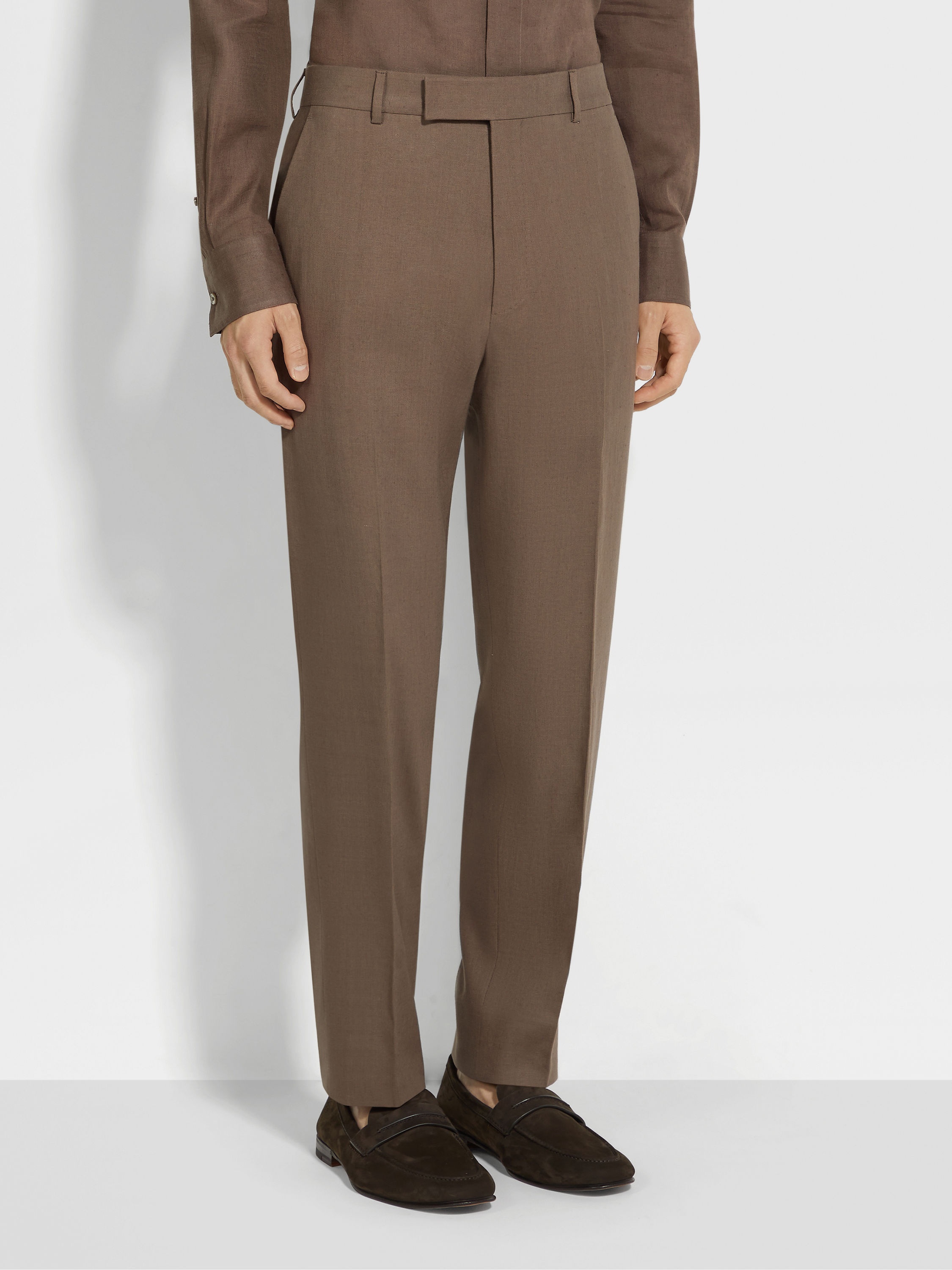 DARK TAUPE OASI LINO PANTS - 5