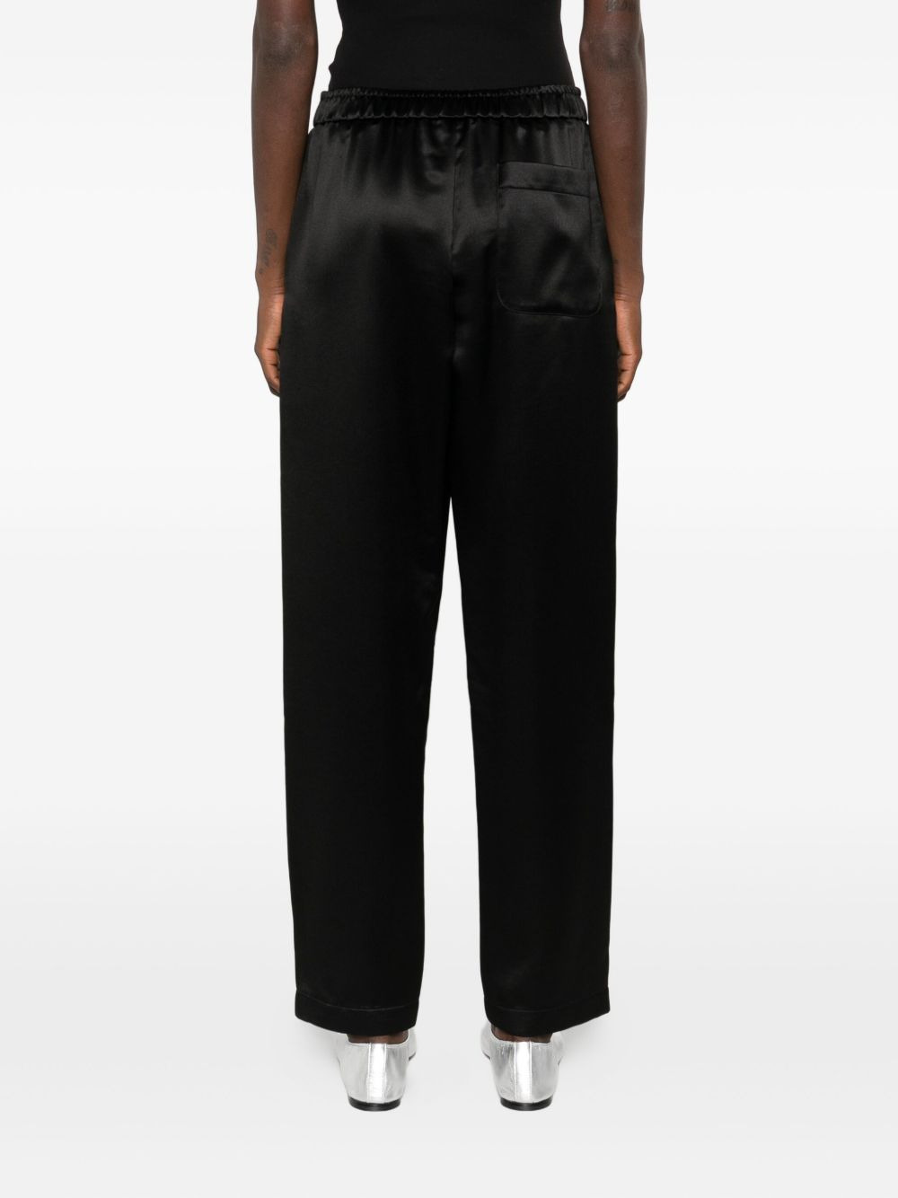 elastic-waist silk trousers - 4