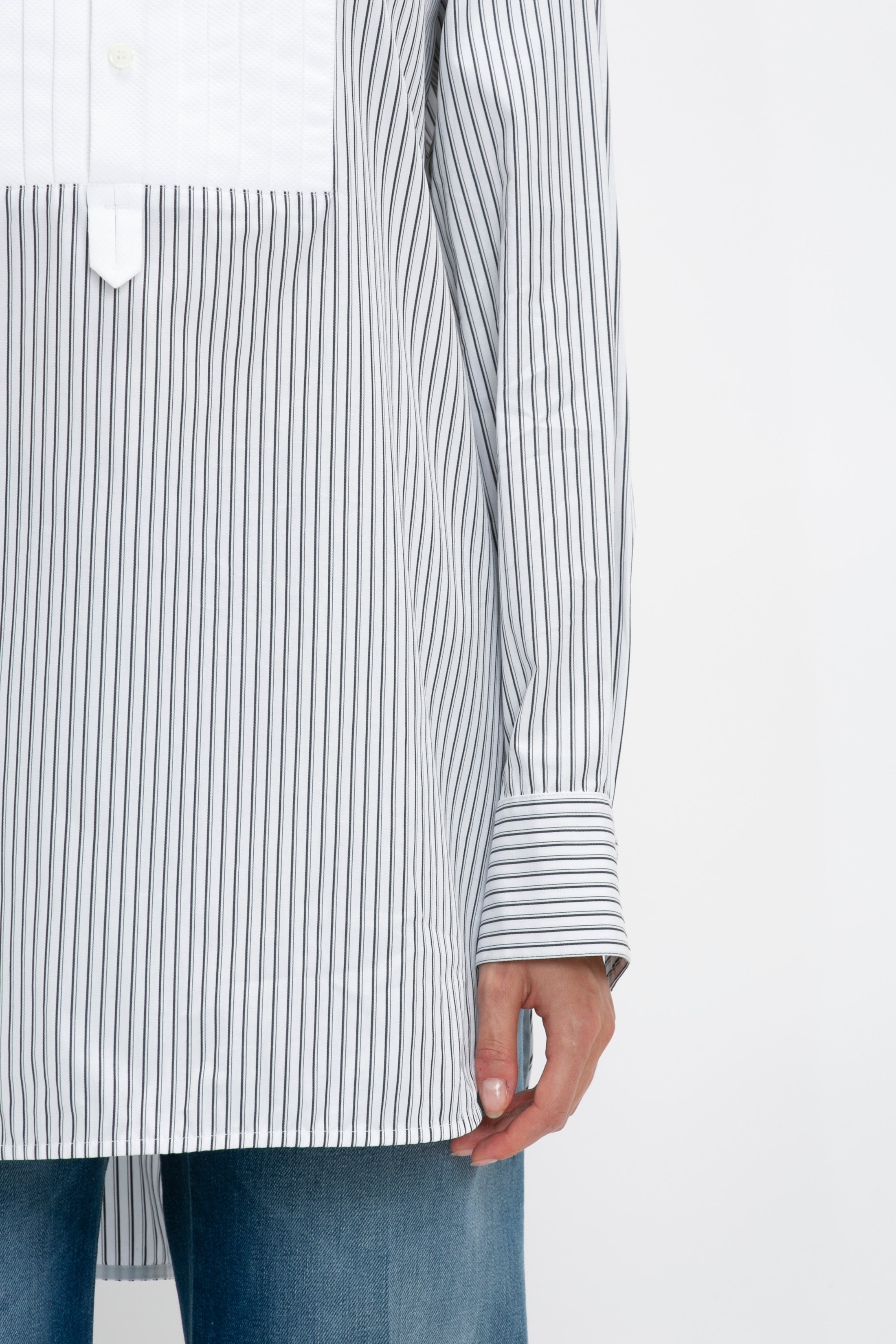 Tuxedo Bib Shirt in Black and Off-White - 8