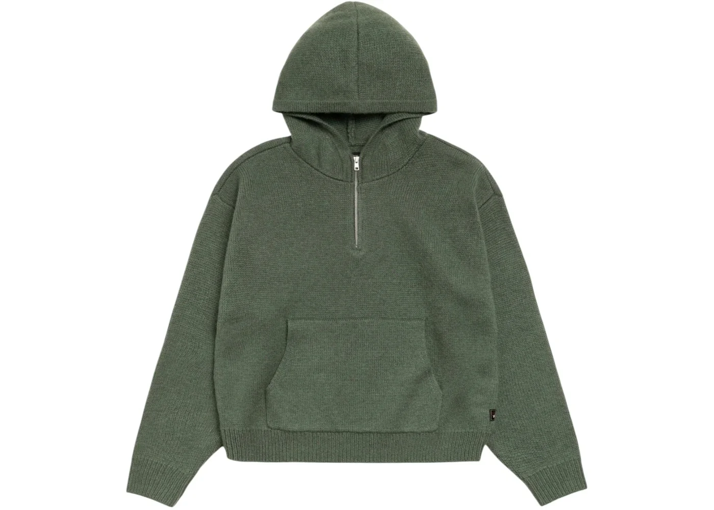 Stussy Quarter Zip Knit Hoodie Green - 1